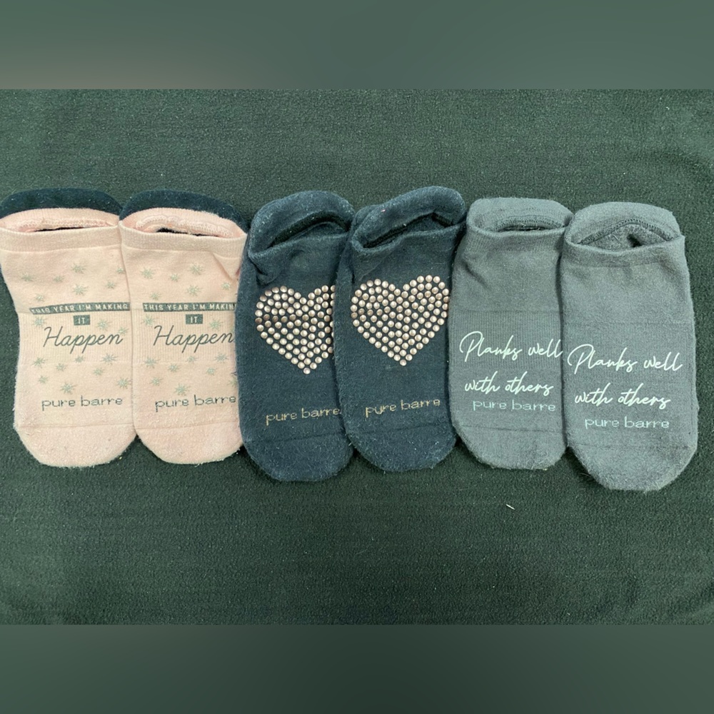 3 Used Pure Barre Grippy Socks